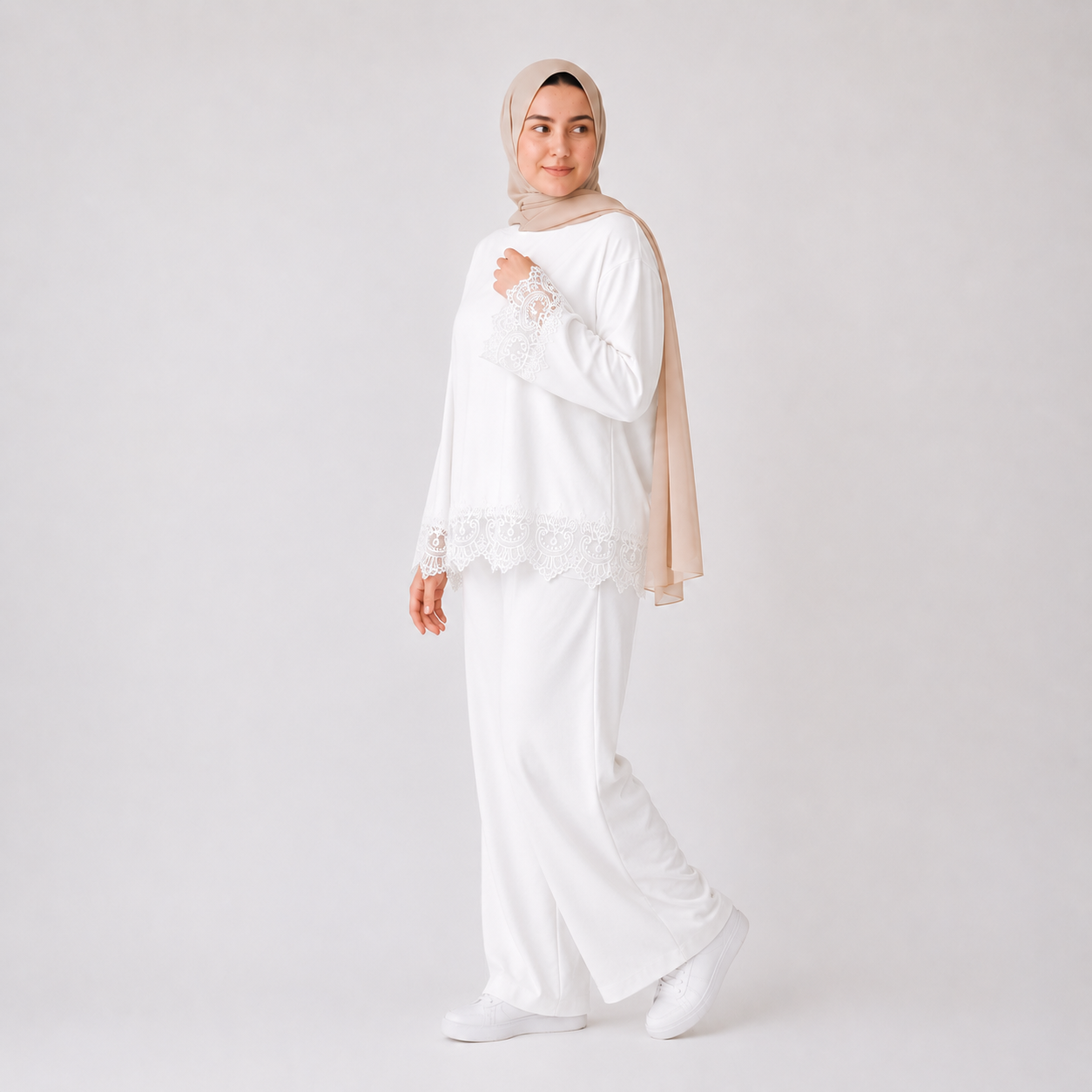 Misska White Oversized Lace Top